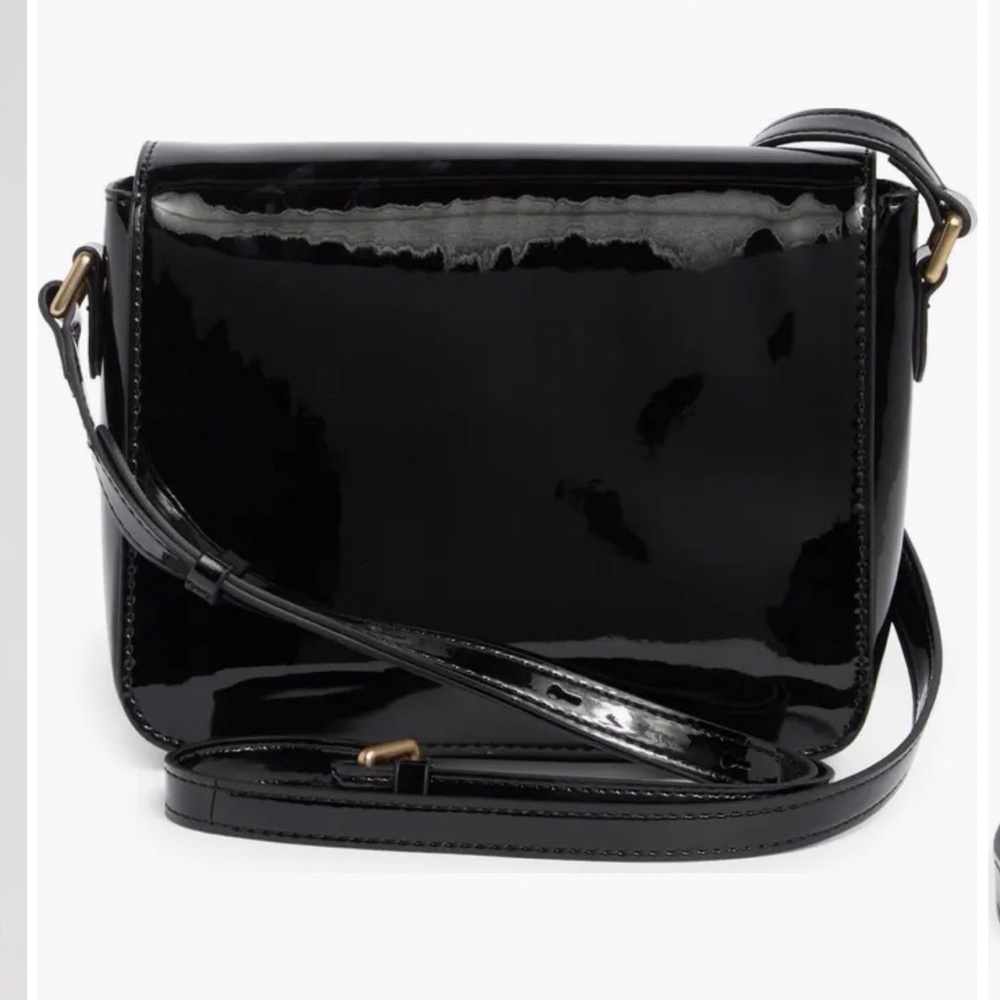 Sam Edelman Black Patent Leather Shoulder Crossbody with Gold Hardware - Picture 3 of 8